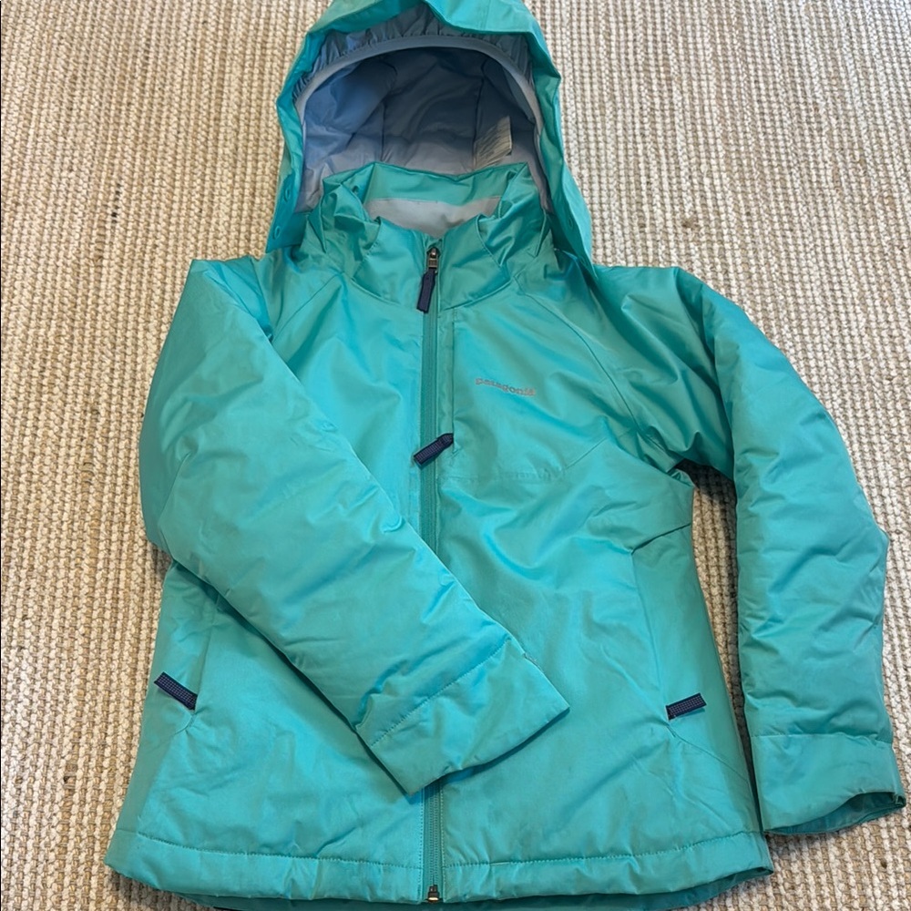 Patagonia Teal SnowBelle Ski Coat with Hood and Insulation